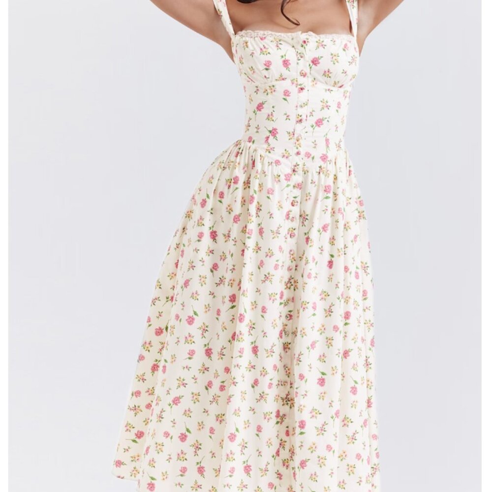 Rose Print Midi Sundress HouseofCB Tatiana - M (medium) Regular Cup A-C